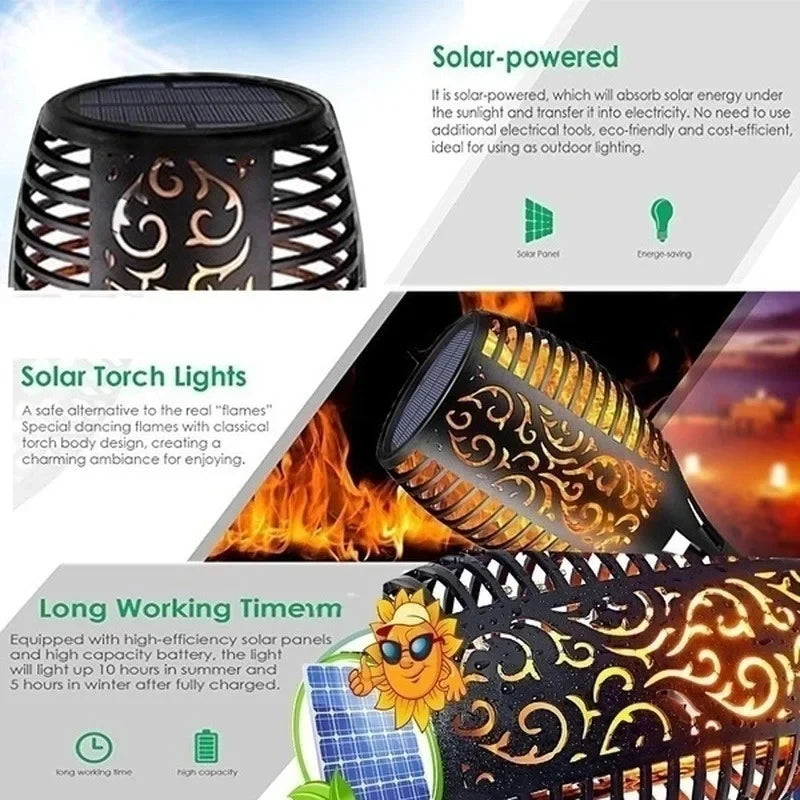 12LED Solar Flame Torch Light – Waterproof Flickering Outdoor Garden Lamp (1-12PCS)